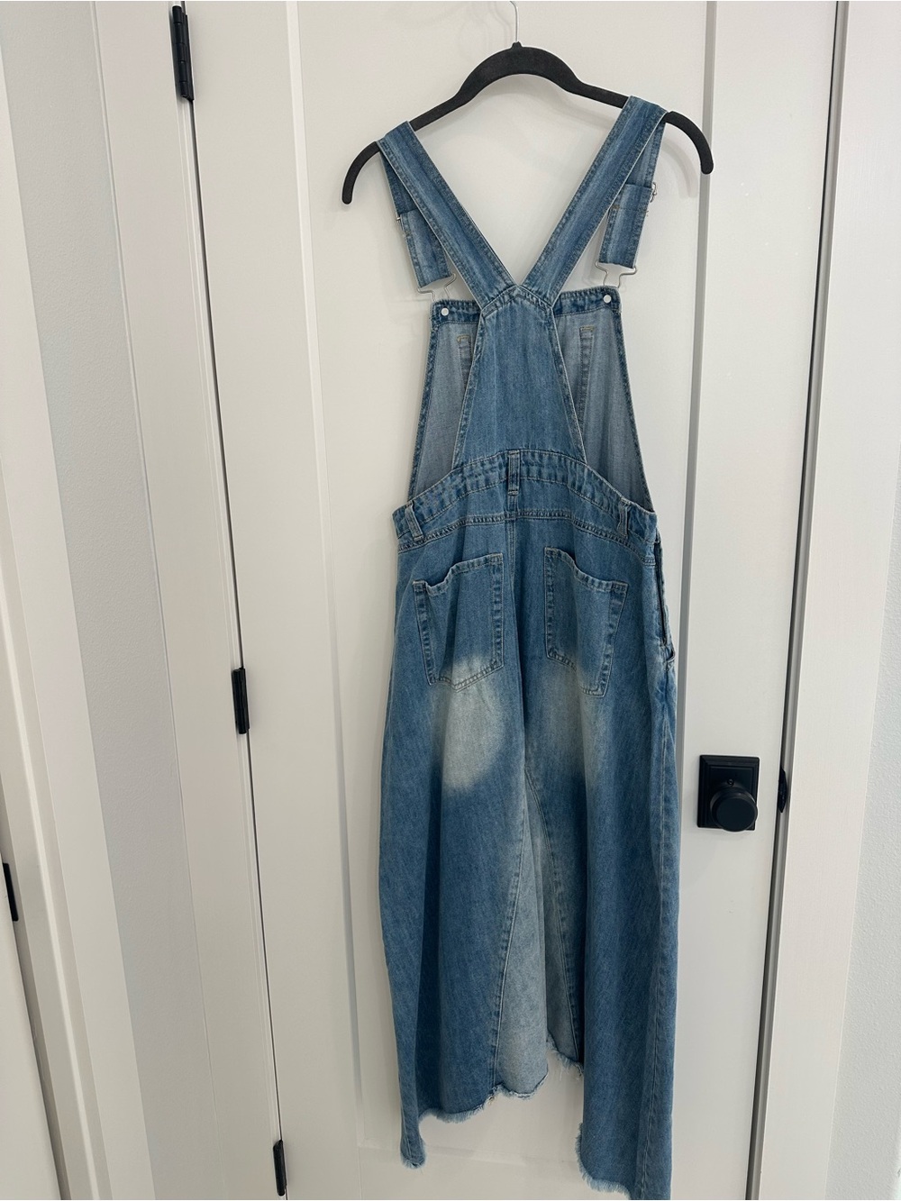Classic Washed Denim Maxi Overall Dress - Blue - Picture 3 of 4